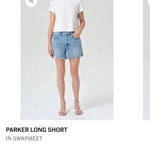 Agolde Parker Long Jean Shorts in Light Blue Swapmeet Wash size 29